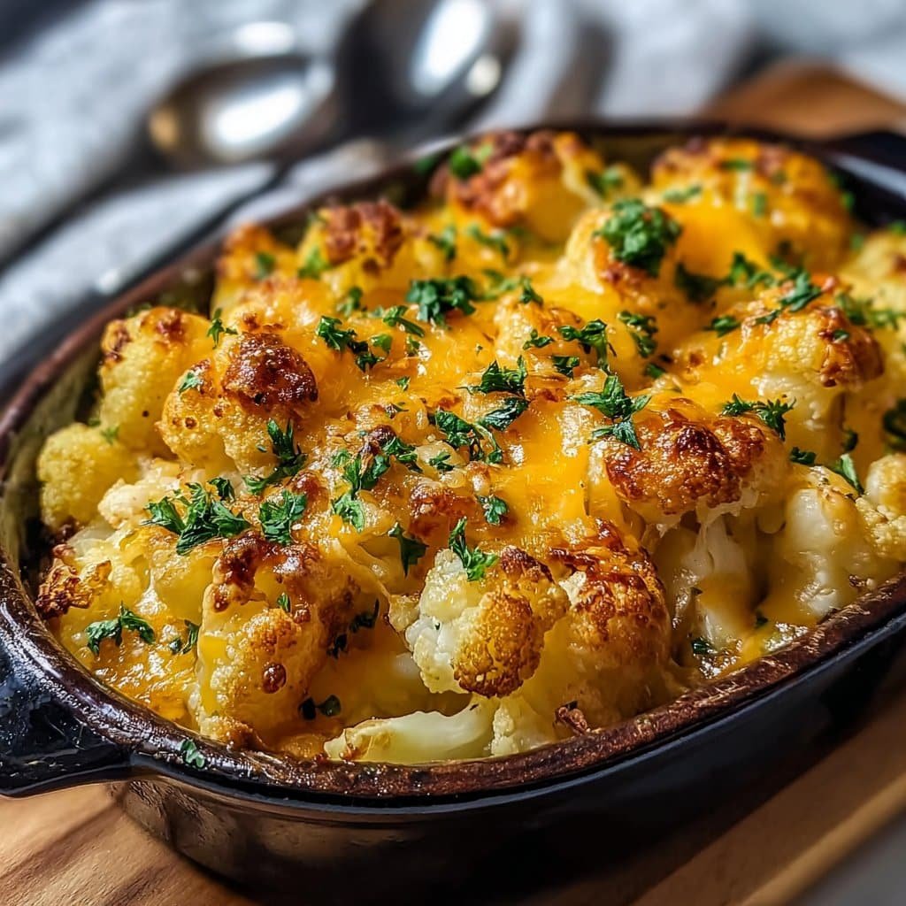 Baked Cheddar Cauliflower 1 Baked Cheddar Cauliflower