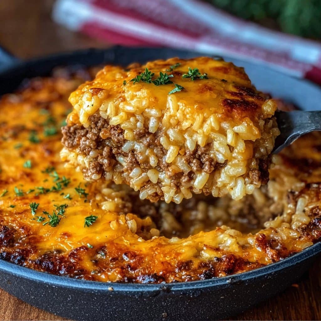 Cheesy Ground Beef and Rice Casserole