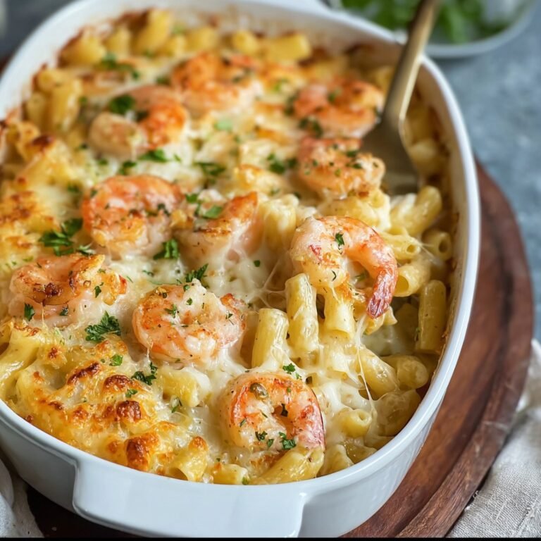 Cheesy Shrimp Scampi Pasta Bake