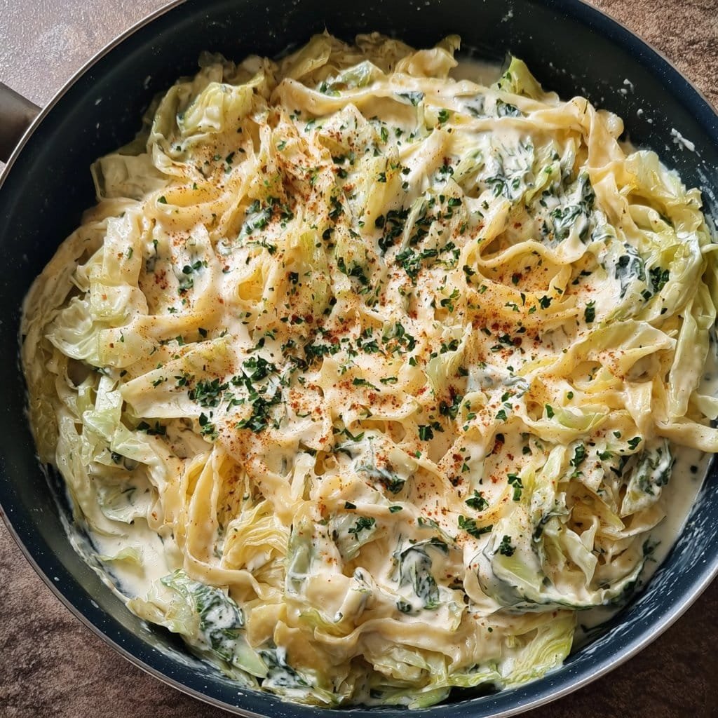 Creamy Garlic Alfredo with Tender Cabbage 2 Creamy Garlic Alfredo with Tender Cabbage