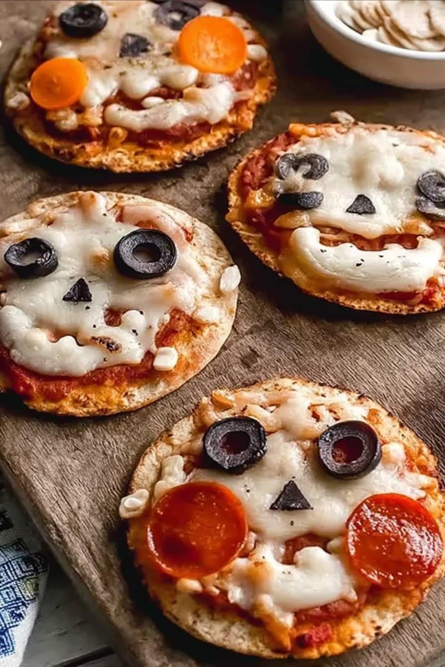 Easy Mini Halloween Pizzas 2 Easy Mini Halloween Pizzas