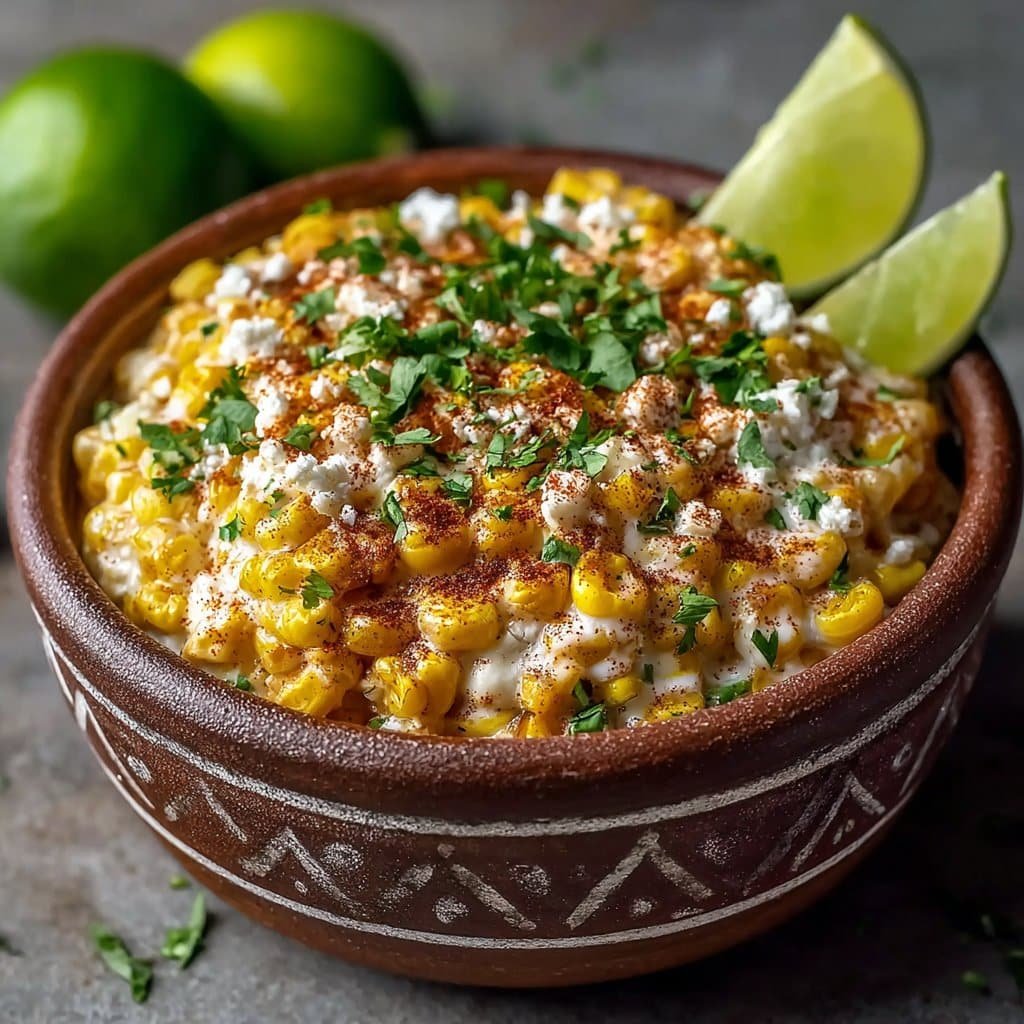 Elote Corn in a bowl