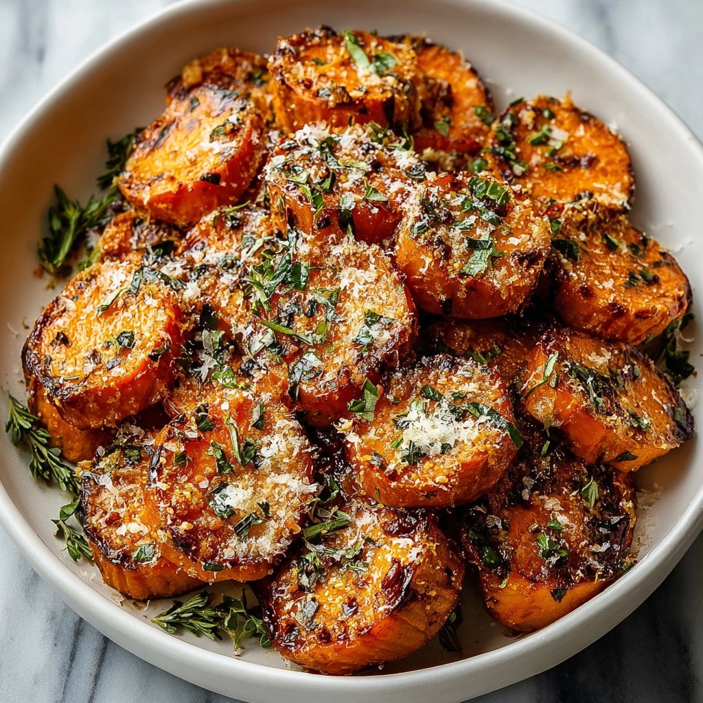 Garlic Parmesan Roasted Sweet Potatoes 1 Garlic Parmesan Roasted Sweet Potatoes