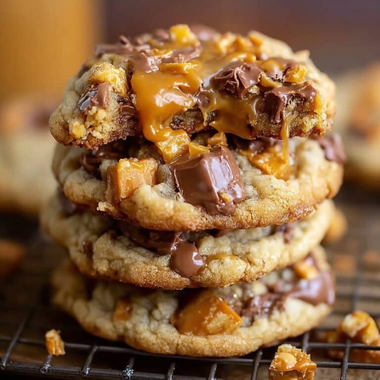 Gooey Butterfinger Caramel Crunch Cookies