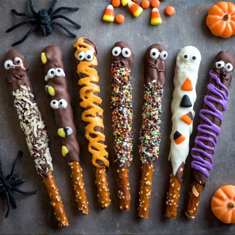 HALLOWEEN Chocolate Dipped Pretzel Rods 8 HALLOWEEN Chocolate Dipped Pretzel Rods