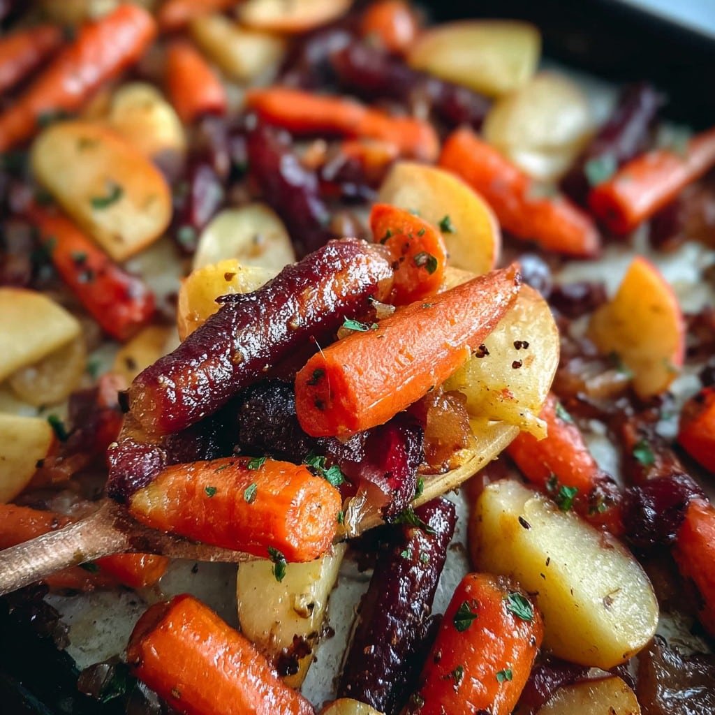 Maple Dijon Roasted Carrots and Apples