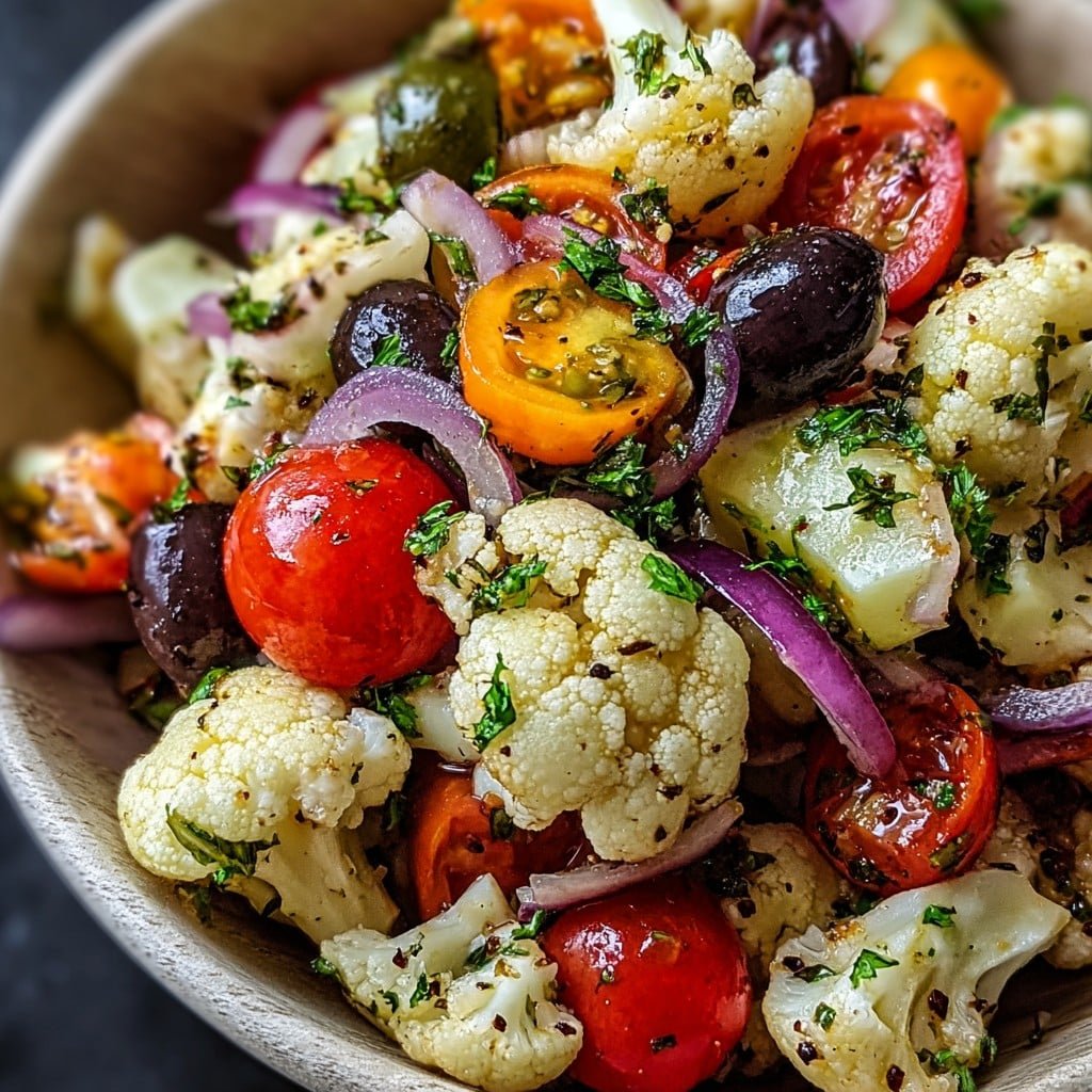 Mediterranean Marinated Cauliflower Salad