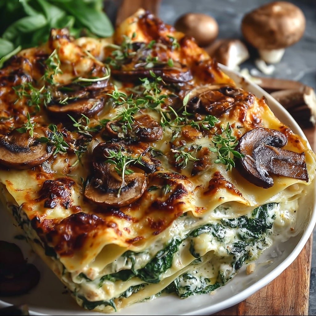 Mushroom and Spinach Lasagna 1 Mushroom and Spinach Lasagna
