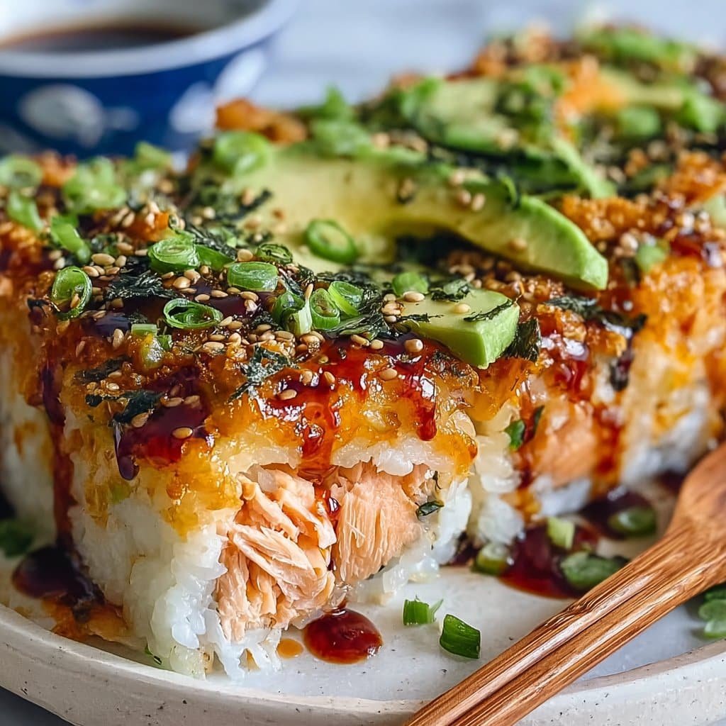 Spicy Salmon Sushi Bake 2 Spicy Salmon Sushi Bake