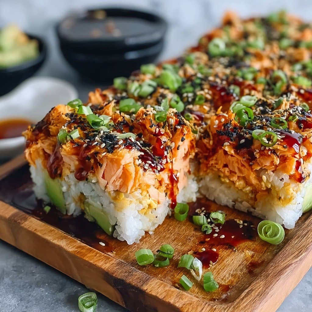 Spicy Salmon Sushi Bake 1 Spicy Salmon Sushi Bake