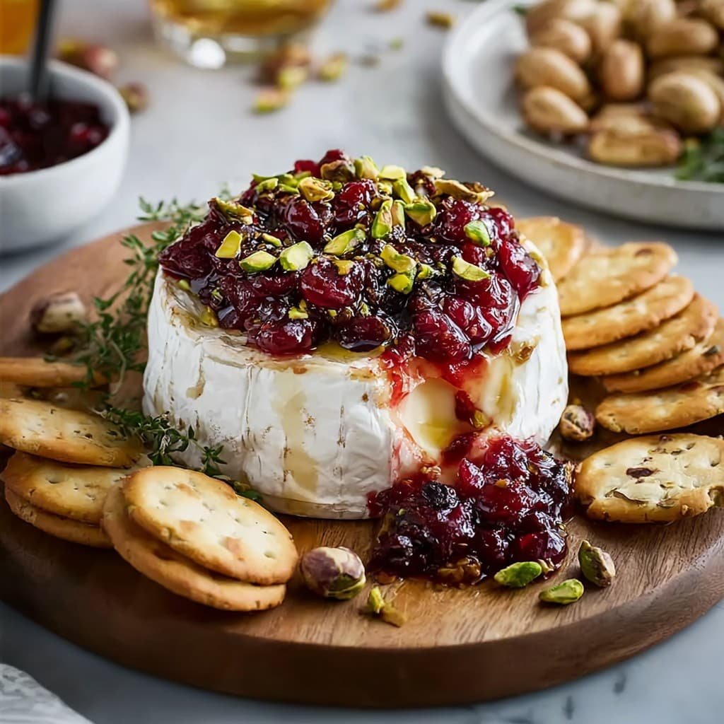 Baked Brie with Cranberry Sauce and Pistachios 2 Baked Brie with Cranberry Sauce and Pistachios