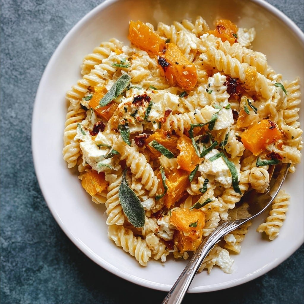 Baked Feta and Butternut Squash Pasta with Sage and Garlic