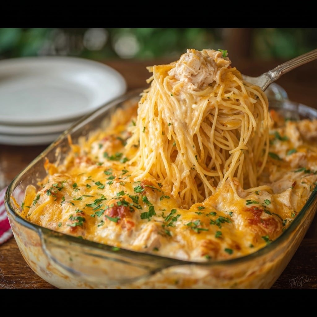 Cheesy Chicken Spaghetti Casserole 1 Cheesy Chicken Spaghetti Casserole