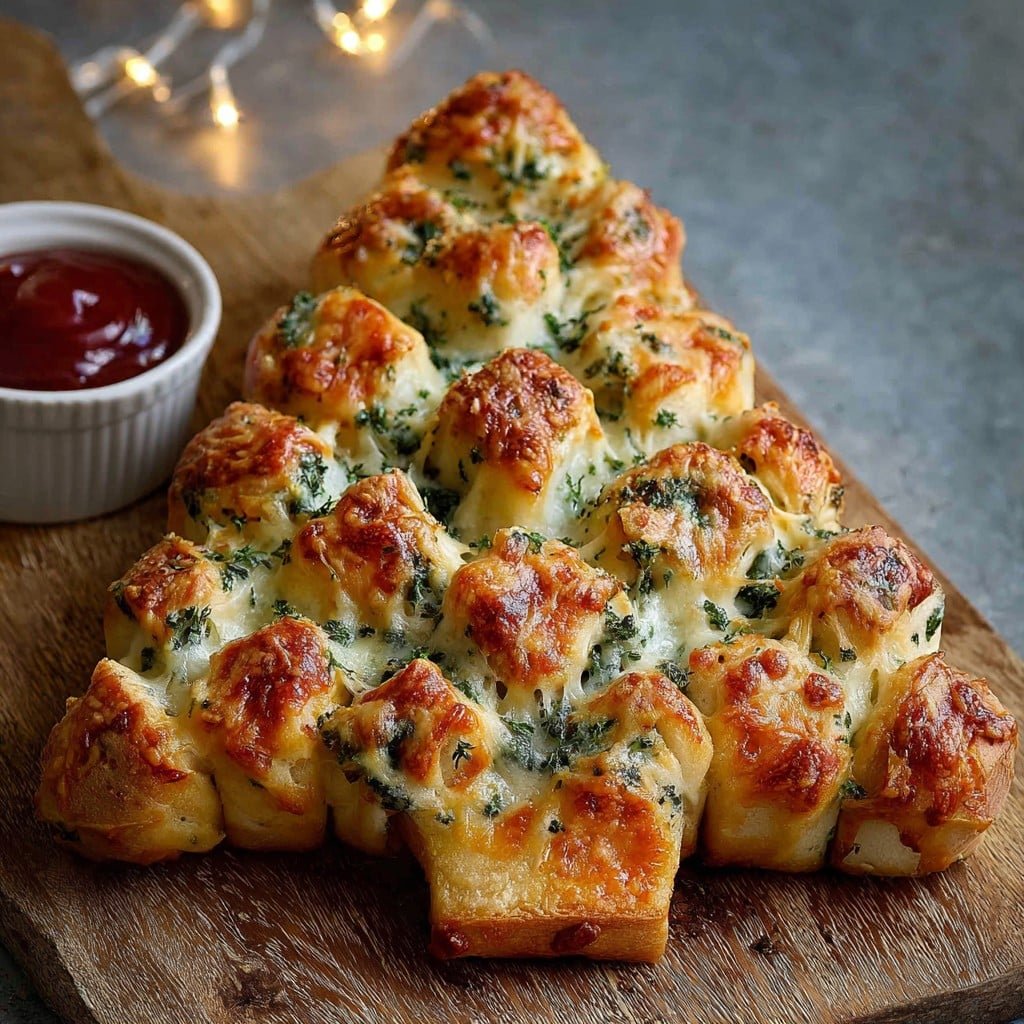 Cheesy Christmas Tree Pull Apart  Bread