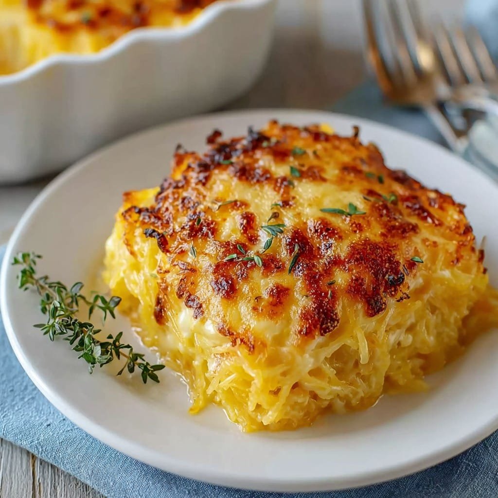 Cheesy Spaghetti Squash Au Gratin - Low Carb Dinner Idea 2 Cheesy Spaghetti Squash Au Gratin - Low Carb Dinner Idea