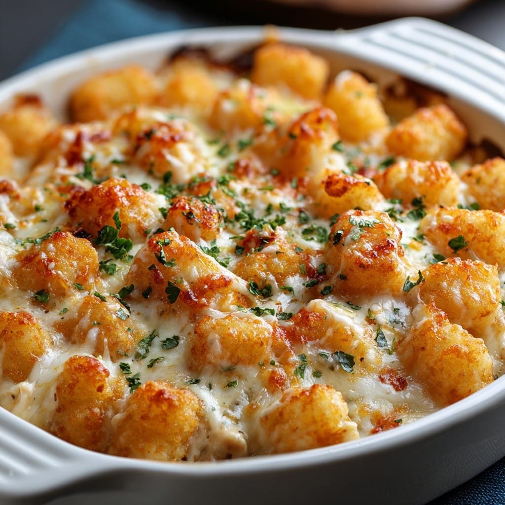 Chicken Alfredo Tater Tot Casserole Recipe 1 Chicken Alfredo Tater Tot Casserole Recipe