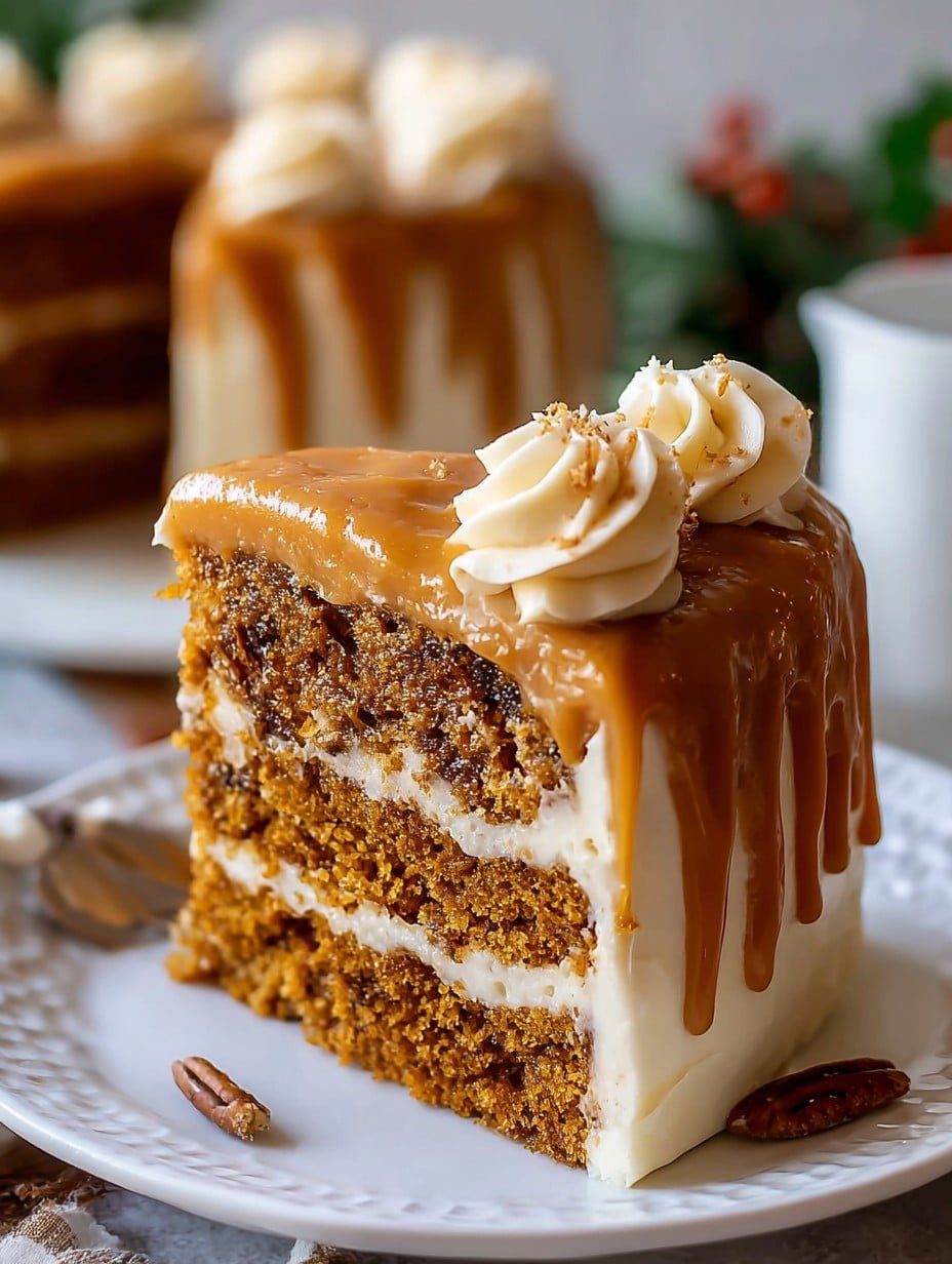 Christmas Pumpkin Cake with Caramel Cream Cheese Frosting 2 Christmas Pumpkin Cake with Caramel Cream Cheese Frosting