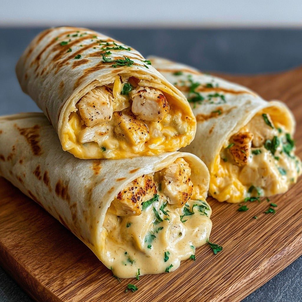 Creamy Cheesy Chicken Garlic Wraps 1 Creamy Cheesy Chicken Garlic Wraps