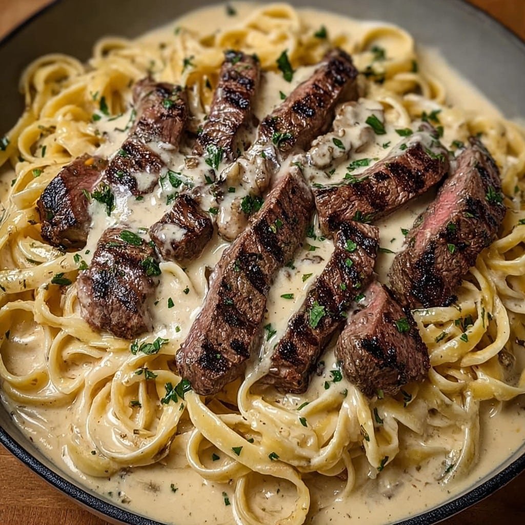 Creamy Garlic Steak Alfredo 1 Creamy Garlic Steak Alfredo
