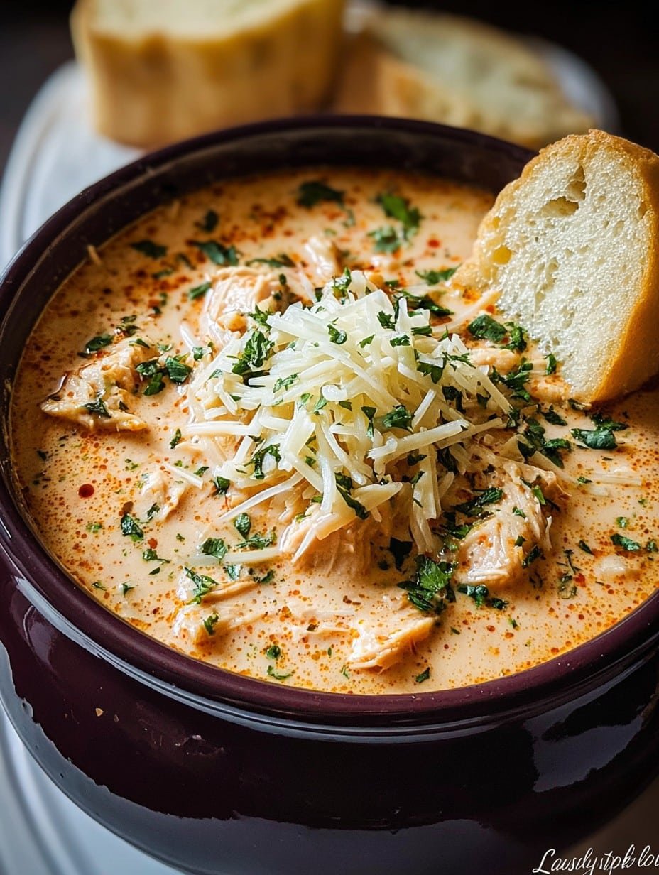 Crock Pot Creamy Chicken Parmesan Soup