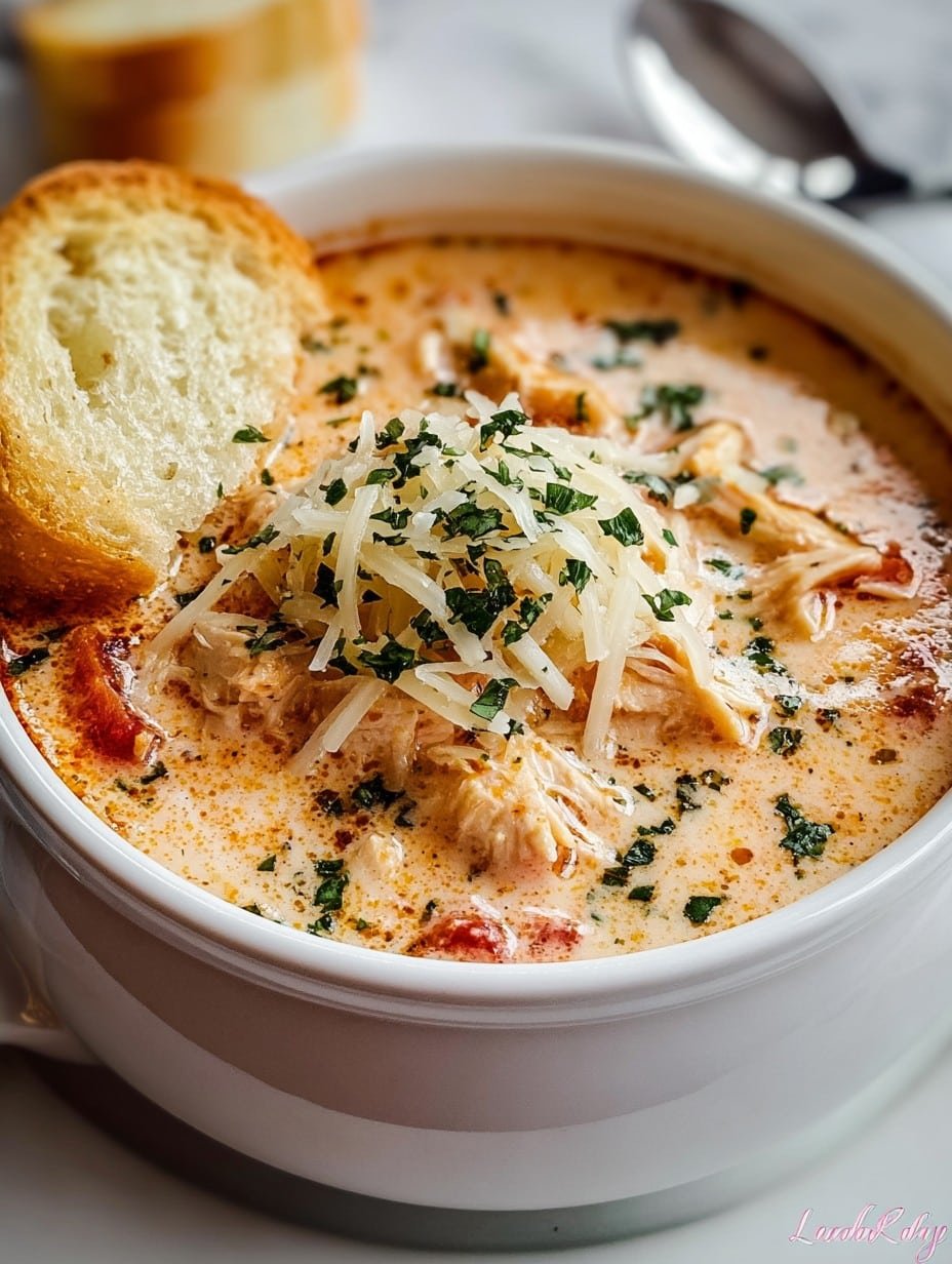 Crock Pot Creamy Chicken Parmesan Soup