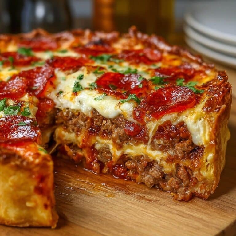 Deep Hamburger Sausage & Pepperoni Pie