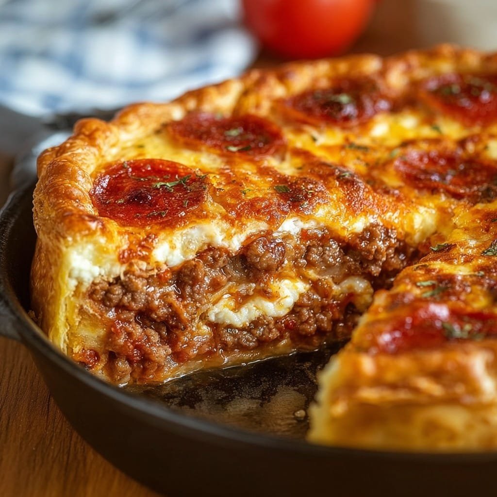 Deep Hamburger Sausage & Pepperoni Pie