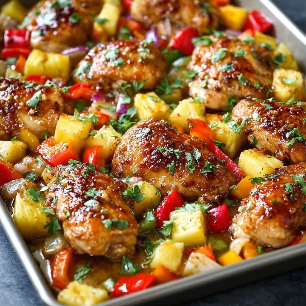 Easy Sheet Pan Hawaiian Chicken Recipe with Pineapple and Peppers 1 Easy Sheet Pan Hawaiian Chicken Recipe with Pineapple and Peppers