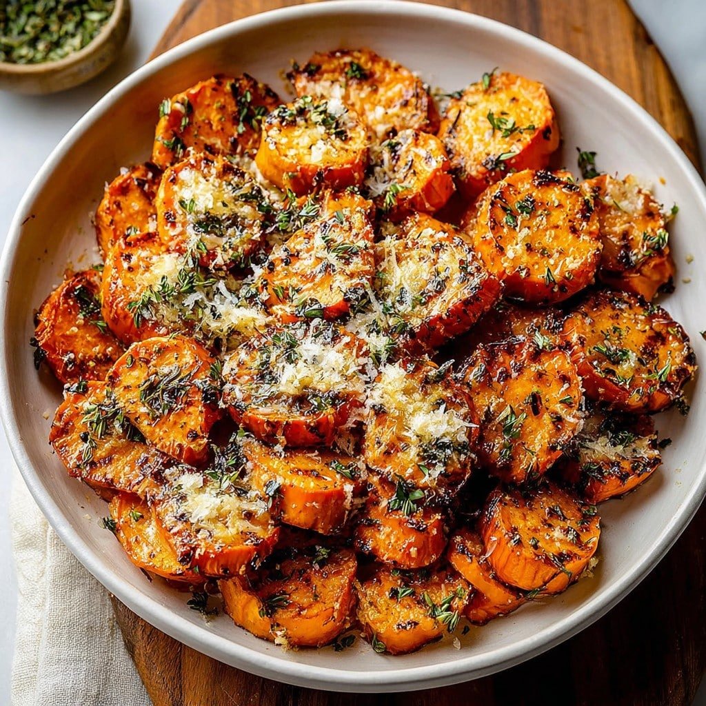 Garlic Parmesan Roasted Sweet Potatoes Recipe 2 Garlic Parmesan Roasted Sweet Potatoes Recipe