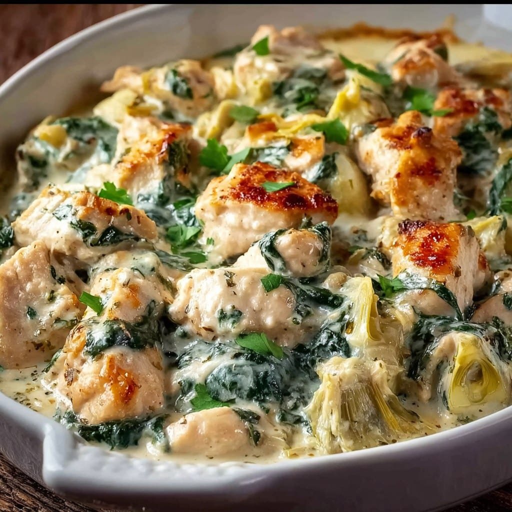 High-Protein Spinach and Artichoke Chicken Casserole 1 High-Protein Spinach and Artichoke Chicken Casserole