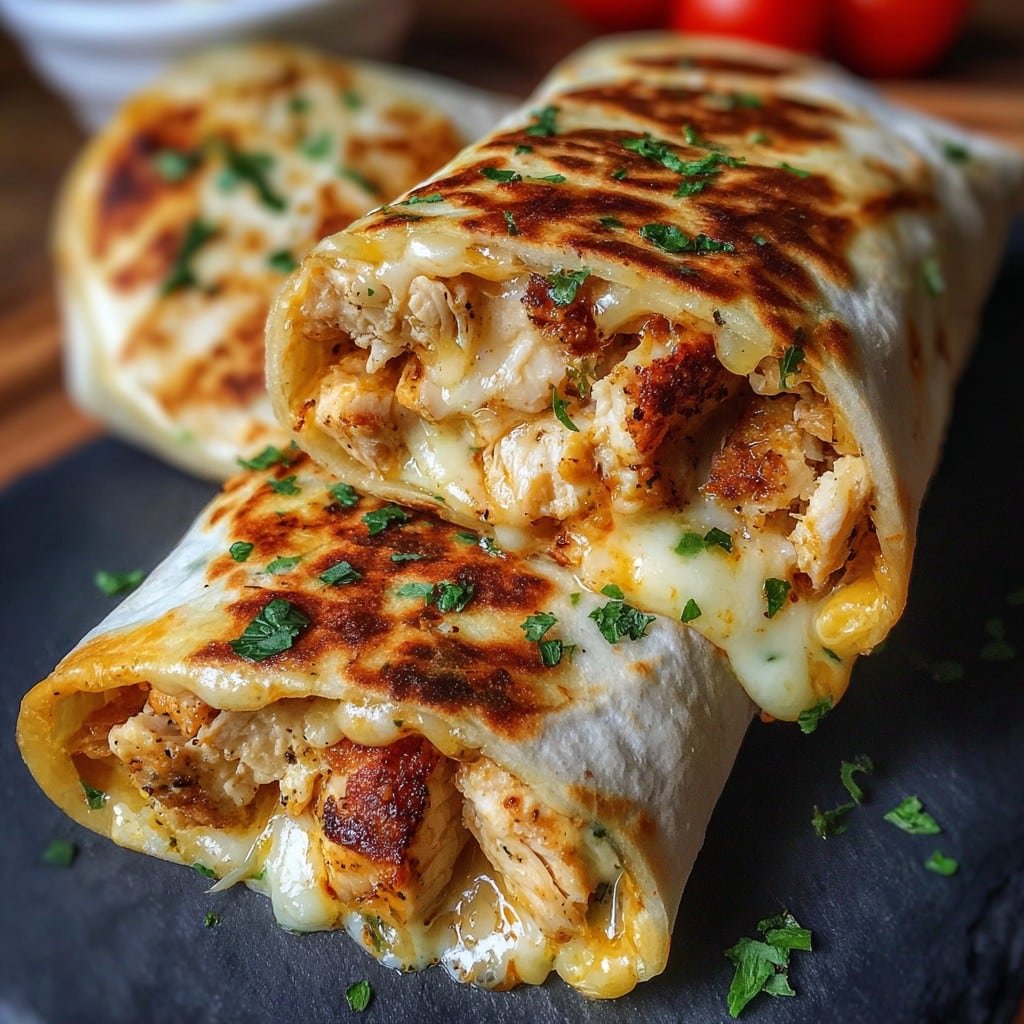 Low Carb Cheesy Garlic Chicken Wraps