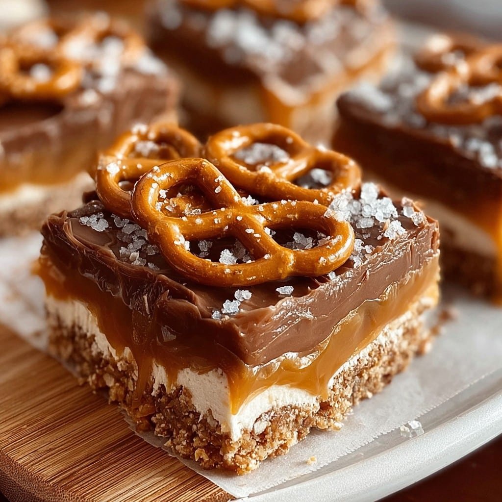 No-Bake Salted Caramel Pretzel Bars