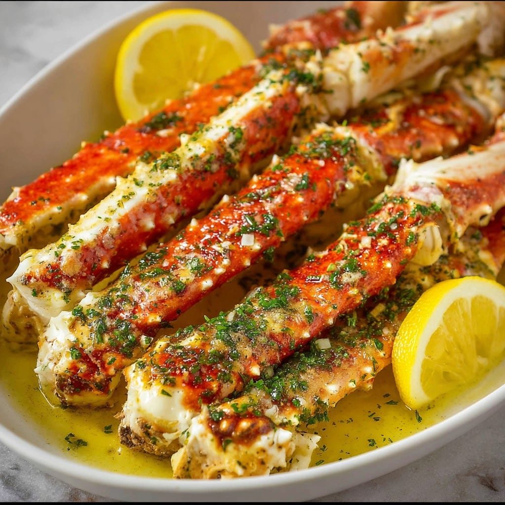 Oven-Baked Crab Legs with Compound Butter Sauce and Aromatic Herbs 2 Oven-Baked Crab Legs with Compound Butter Sauce and Aromatic Herbs