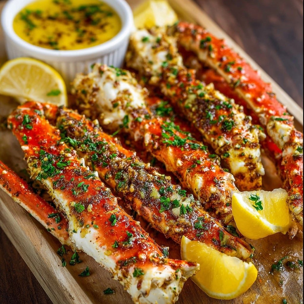 Oven-Baked Crab Legs with Compound Butter Sauce and Aromatic Herbs 1 Oven-Baked Crab Legs with Compound Butter Sauce and Aromatic Herbs
