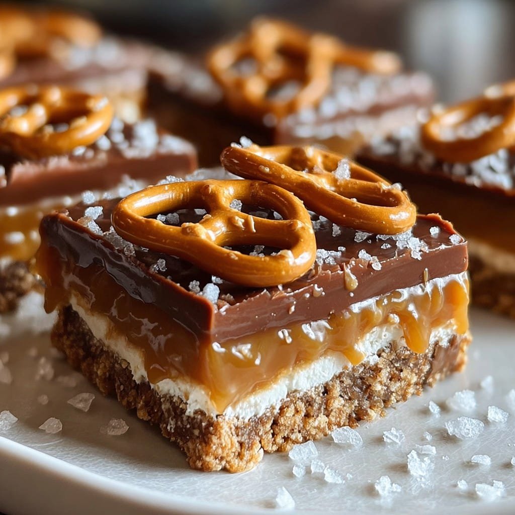 Quick No-Bake Salted Caramel Pretzel Bars 2 Quick No-Bake Salted Caramel Pretzel Bars