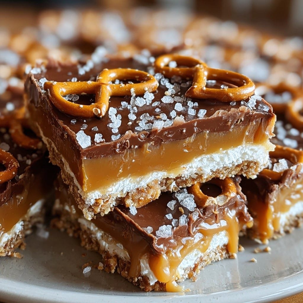 Quick No-Bake Salted Caramel Pretzel Bars 1 Quick No-Bake Salted Caramel Pretzel Bars