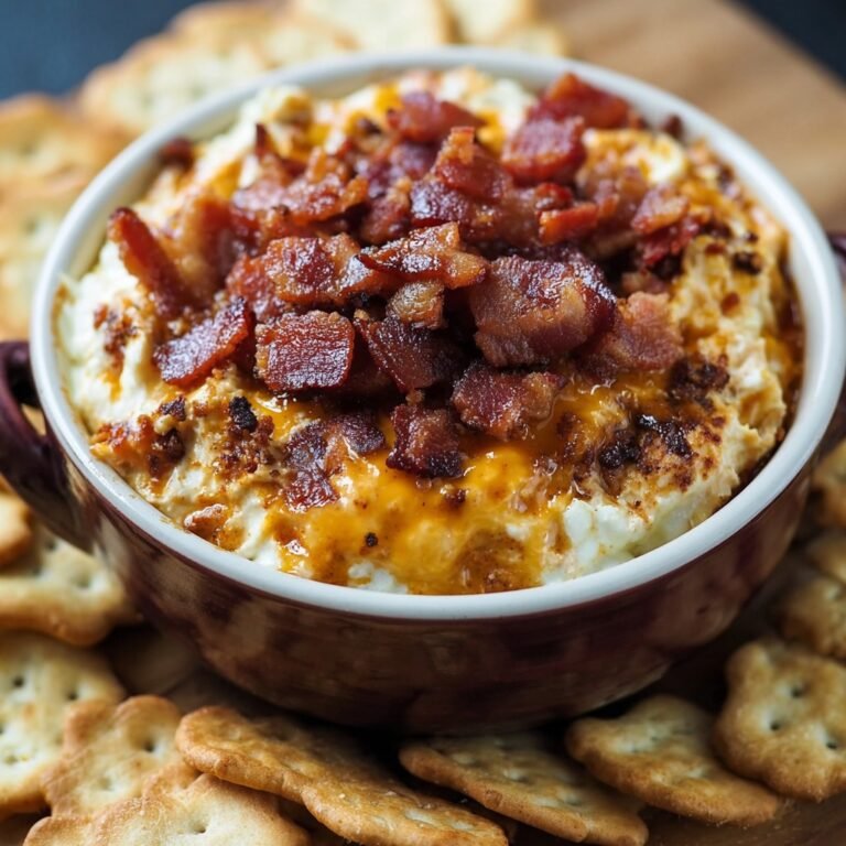 Savory Maple Bourbon Bacon Dip with Cheddar