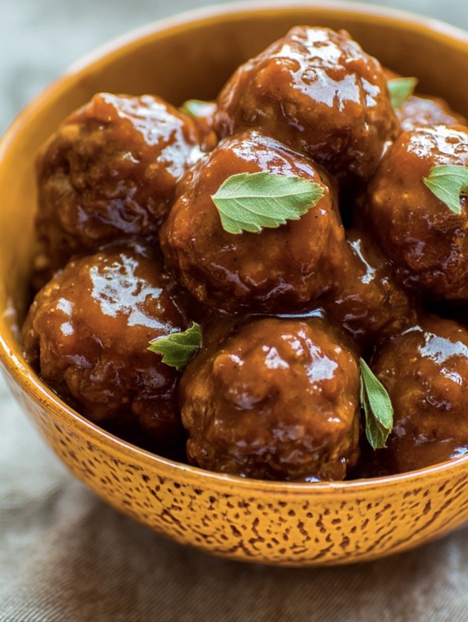 Slow Cooker Bourbon Apple Butter Meatballs 1 Slow Cooker Bourbon Apple Butter Meatballs