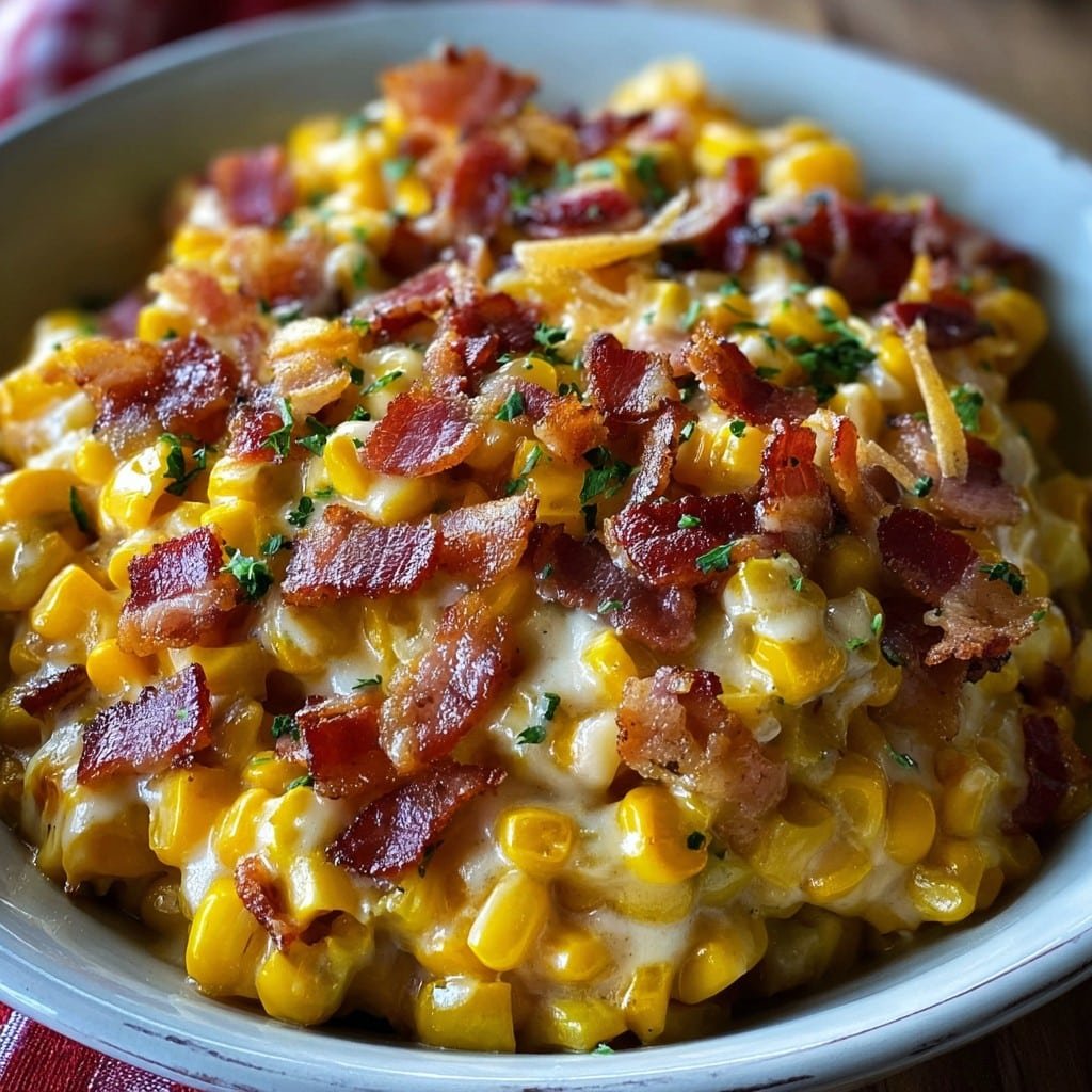 Slow Cooker Cheddar Corn with Bacon