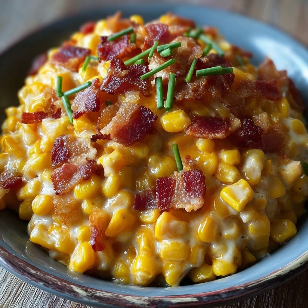 Slow Cooker Cheddar Corn with Bacon 1 Slow Cooker Cheddar Corn with Bacon