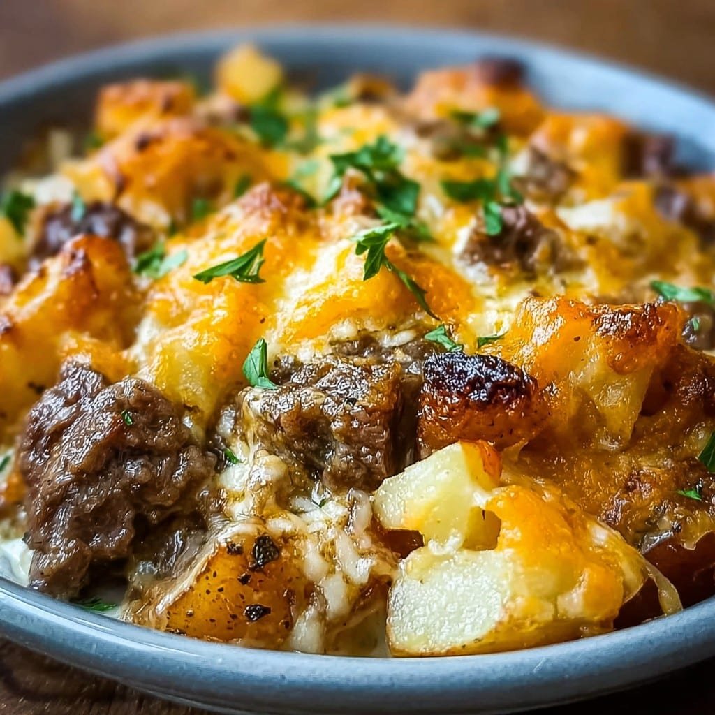 Slow Cooker Steak and Cheddar Potato Casserole 1 Slow Cooker Steak and Cheddar Potato Casserole