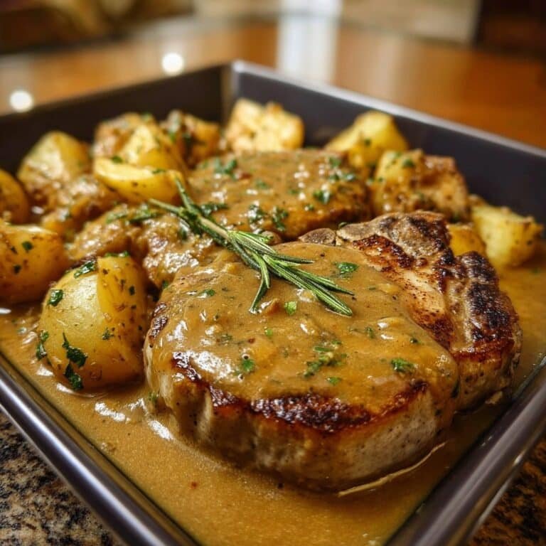 Smothered Pork Chops with Potatoes in Gravy Recipe