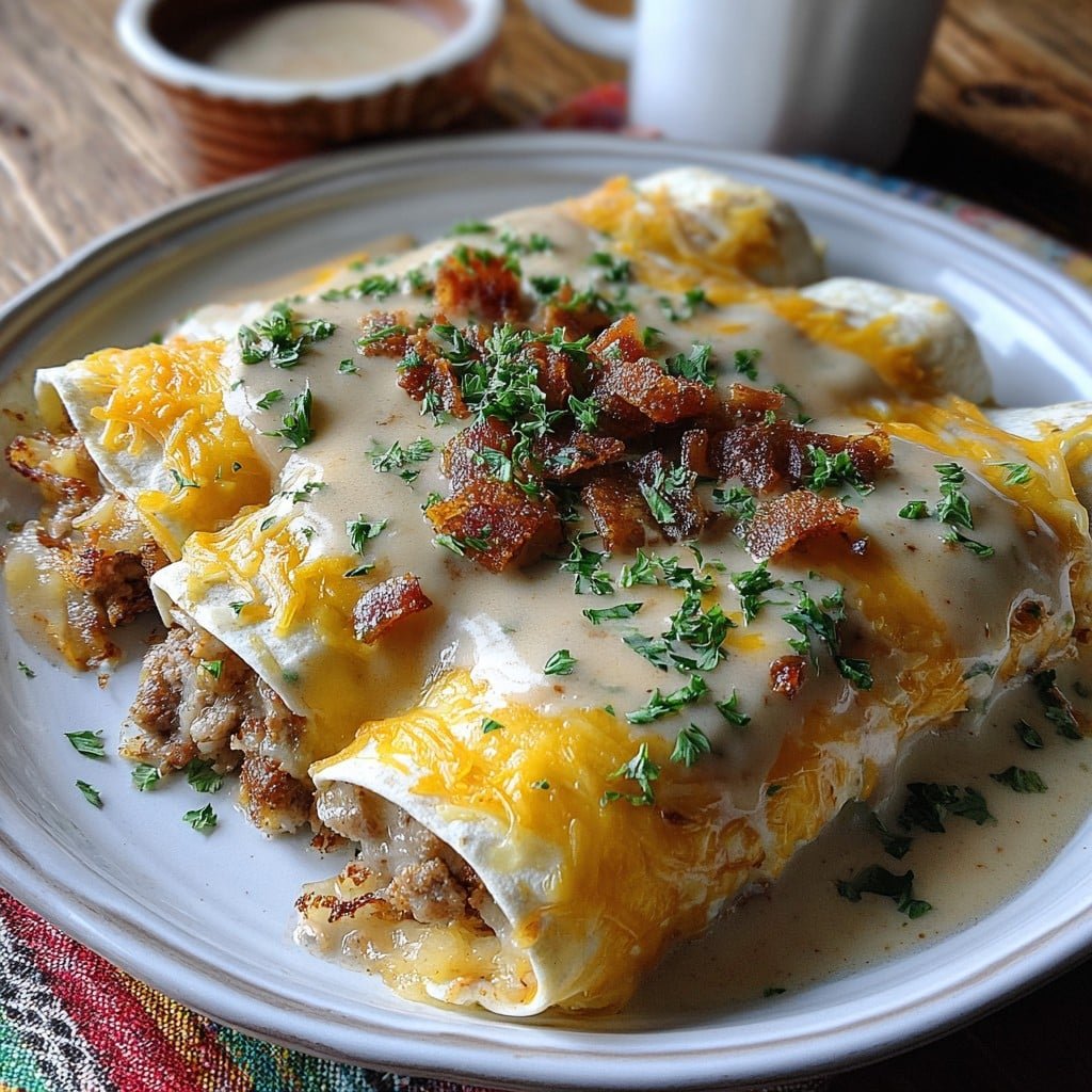 Southern Breakfast Enchiladas with Sausage Gravy