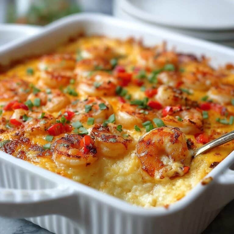 Spicy Shrimp and Grits Casserole with Gouda Cheese 4 Spicy Shrimp and Grits Casserole with Gouda Cheese