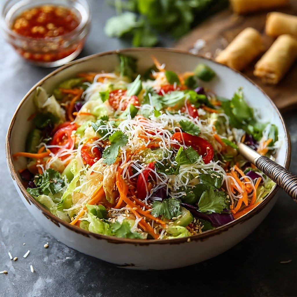 Spring Roll Salad with Spicy Ginger Dressing 1 Spring Roll Salad with Spicy Ginger Dressing