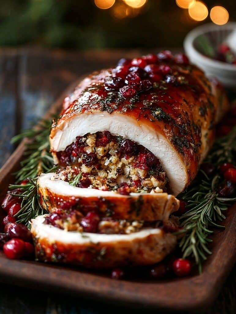 Thanksgiving and Christmas Cranberry-Stuffed Turkey Breast