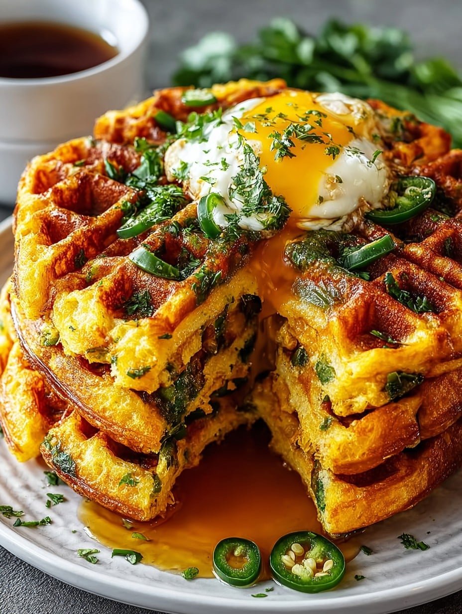 Ultimate Spicy Cheddar Jalapeño Cornbread Waffles with Sharp Cheese 1 Ultimate Spicy Cheddar Jalapeño Cornbread Waffles with Sharp Cheese