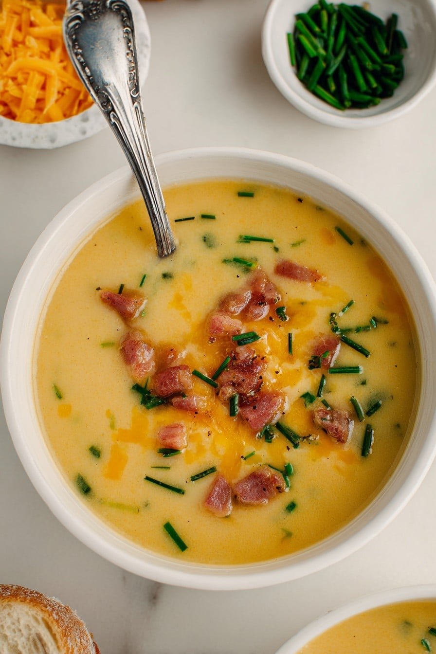 A delicious, irresistible picture of High Protein Loaded Potato Soup
