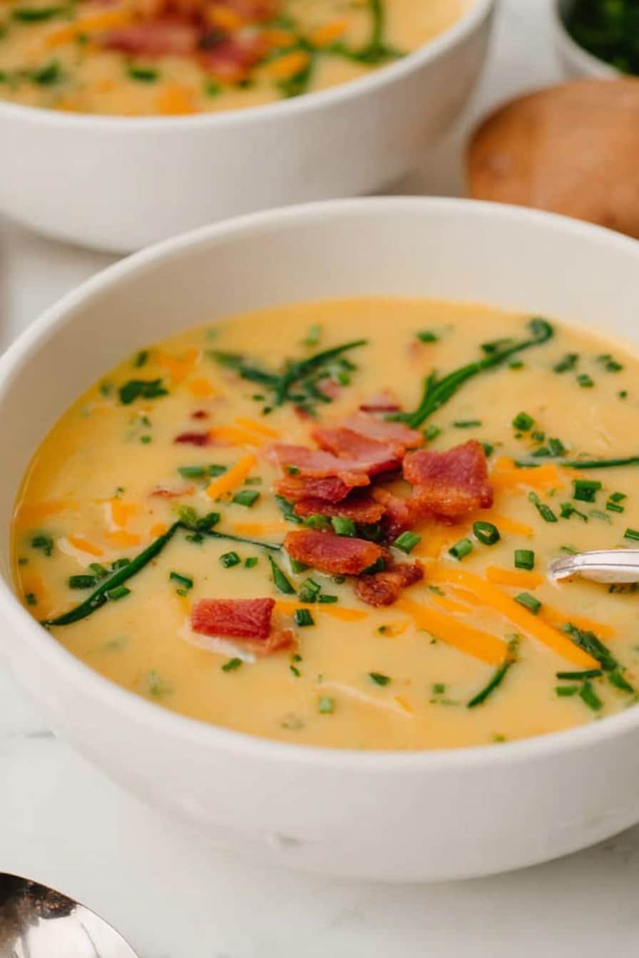 A delicious, irresistible picture of High Protein Loaded Potato Soup