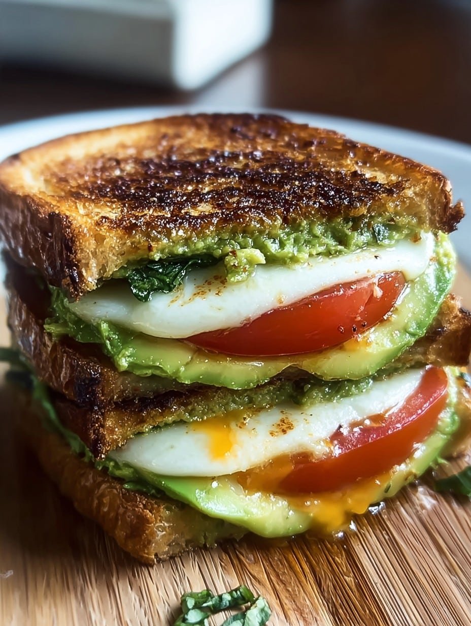 Avocado, Mozzarella, and Tomato Grilled Cheese